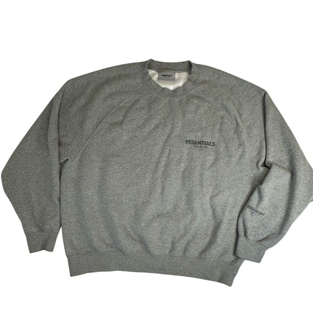 Essentials Heather Gray Men's Oversized Crew Neck Sweater Size Large Logo